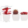 MyGift Miniature Artificial Succulents, Indoor Fake House Plants in Round White Geometric Ceramic Pots, Set of 4(Red (Set of 3))