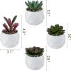 MyGift Miniature Artificial Succulents, Indoor Fake House Plants in Round White Geometric Ceramic Pots, Set of 4(White (Set of 4))