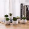 MyGift Miniature Artificial Succulents, Indoor Fake House Plants in Round White Geometric Ceramic Pots, Set of 4(White (Set of 6))