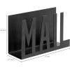 MyGift Modern Black Metal Mail Holder Countertop Organizer with Cutout Mail Lettering Design, Office Desktop Envelope and Document Storage Rack(Black)