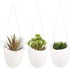 MyGift Modern Ceramic White Hanging Planters for Indoor Plants, Succulent Planter Pots with Jute Rope, Set of 3