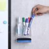 MyGift Modern Clear Premium Acrylic Dry Erase Marker Holder Rack with 3 Compartments for Markers Pens, Eraser, and Spray Bottle, Office Supplies and Accessories Organizer