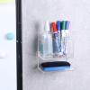MyGift Modern Clear Premium Acrylic Dry Erase Marker Holder Rack with 3 Compartments for Markers Pens, Eraser, and Spray Bottle, Office Supplies and Accessories Organizer