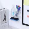 MyGift Modern Clear Premium Acrylic Dry Erase Marker Holder Rack with 3 Compartments for Markers Pens, Eraser, and Spray Bottle, Office Supplies and Accessories Organizer
