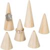MyGift Modern Cone Shaped Ring Holders, Decorative Multi-Colored Pastel Prism Style Jewelry Display Stands, Set of 4(Natural Wood)