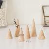 MyGift Modern Cone Shaped Ring Holders, Decorative Multi-Colored Pastel Prism Style Jewelry Display Stands, Set of 4(Natural Wood)