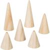 MyGift Modern Cone Shaped Ring Holders, Decorative Multi-Colored Pastel Prism Style Jewelry Display Stands, Set of 4(Natural Wood)