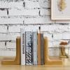 MyGift Modern Gold Concrete Office Bookshelf Decor Bookends for Heavy Book and Textbooks, Desktop Book Holder, 1 Pair(Gold)