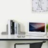 MyGift Modern Gold Concrete Office Bookshelf Decor Bookends for Heavy Book and Textbooks, Desktop Book Holder, 1 Pair(Gray)