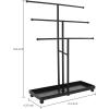 MyGift Modern Jewelry Organizer, 3 Tier Black Metal Tabletop Bracelet and Necklace Jewelry Storage Display Tree Rack with Base Ring Tray(3 Tier Black)