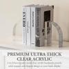 MyGift Modern Luxury Hotel Style Premium Clear Acrylic Bookends in Arc Quadrant Shape, Decorative Heavy Duty Book End Holder for Office Desk or Bookshelf Stopper, 1 Pair