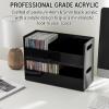 MyGift Modern Premium Clear Acrylic Stackable CD Holder Racks with Cutout Carrying Handles, Compact Disc Jewel Case Display Crates, Media Storage Organizers, Set of 2(Black)