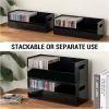 MyGift Modern Premium Clear Acrylic Stackable CD Holder Racks with Cutout Carrying Handles, Compact Disc Jewel Case Display Crates, Media Storage Organizers, Set of 2(Black)