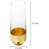 MyGift Modern Stemless Champagne Flute Glass Set of 4 Party Drinkware, Cocktails Prosecco Mimosa Glasses with Hammered Brass Plated Bottoms(Brass)