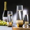 MyGift Modern Stemless Champagne Flute Glass Set of 4 Party Drinkware, Cocktails Prosecco Mimosa Glasses with Hammered Brass Plated Bottoms(Brass)
