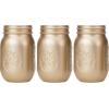 MyGift Modern Style Decorative Glass Copper Painted Mason Jar Flower Vases, Set of 3