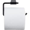MyGift Modern Toilet Paper Holder with Matte Black Finish, Premium Hotel Series Wall Mounted Stainless Steel Bathroom Toilet Roll Dispenser