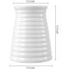 MyGift Modern White Ceramic Flower Vase, Ribbed Design Tabletop Small Vase Decor