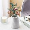 MyGift Modern White Ceramic Flower Vase, Ribbed Design Tabletop Small Vase Decor