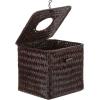 MyGift Natural Brown Seagrass Tissue Box Holder Cover Square Decorative Refillable Facial Tissue and Napkin Dispenser with Hinged Top Lid