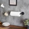 MyGift Paper Towel Holder Metal Under Cabinet Paper Towel Holder, Industrial Pipe Matte Black Wall Mounted Kitchen Towel Rack(Black)