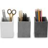 MyGift Pen Holder Pencil Holder For Desk,Pen Cup Holder For Desk,Concrete Desktop Pencil Cup,Modern Gray-Tone,Set of 3(White-Gray-Black)