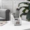 MyGift Remote Control Holder,TV Remote Holder,Whitewashed Wood Remote Caddy for Table,Remote Control Organizer Caddy with 3 Compartments, TV Remote Media Remote Storage Box for Living Room(Whitewashed)