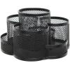 MyGift Rotating Black Metal Mesh Desktop Office Supplies Caddy with 7 Compartment for Pens, Pencils, Scissors and Accessories (Black)
