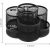 MyGift Rotating Black Metal Mesh Desktop Office Supplies Caddy with 7 Compartment for Pens, Pencils, Scissors and Accessories (Black)