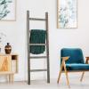 MyGift Rustic Brown Wood 4 ft Leaning Towel Ladder Rack for Bathroom Storage with 5 Hanging Rungs, Farmhouse Style Blanket and Quilt Display Ladder(Rustic Gray)