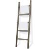 MyGift Rustic Brown Wood 4 ft Leaning Towel Ladder Rack for Bathroom Storage with 5 Hanging Rungs, Farmhouse Style Blanket and Quilt Display Ladder(Rustic Gray)