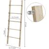 MyGift Rustic Brown Wood 4 ft Leaning Towel Ladder Rack for Bathroom Storage with 5 Hanging Rungs, Farmhouse Style Blanket and Quilt Display Ladder(Vintage White)