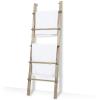 MyGift Rustic Brown Wood 4 ft Leaning Towel Ladder Rack for Bathroom Storage with 5 Hanging Rungs, Farmhouse Style Blanket and Quilt Display Ladder(Vintage White)