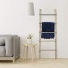 MyGift Rustic Brown Wood 4 ft Leaning Towel Ladder Rack for Bathroom Storage with 5 Hanging Rungs, Farmhouse Style Blanket and Quilt Display Ladder(Vintage White)