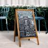 MyGift Rustic Brown Wood Sidewalk A-Frame Double Sided Chalkboard Sign, 40-Inch Sandwich Memo Board