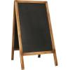 MyGift Rustic Brown Wood Sidewalk A-Frame Double Sided Chalkboard Sign, 40-Inch Sandwich Memo Board