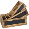 MyGift Rustic Burnt Wood Nesting Storage Bins with Chalkboard Panel and Cutout Handles, Decorative Farmhouse Wooden Stackable Open Top Boxes, 3 Piece Set(Burnt Wood)