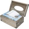 MyGift Rustic Gray Solid Wood Tissue Box Holder Rectangular Cover, Decorative Bathroom Facial Tissue Box Holder with Hinged Lid(Gray)