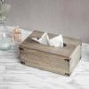 MyGift Rustic Gray Solid Wood Tissue Box Holder Rectangular Cover, Decorative Bathroom Facial Tissue Box Holder with Hinged Lid(Gray)