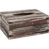 MyGift Rustic Gray Solid Wood Tissue Box Holder Rectangular Cover, Decorative Bathroom Facial Tissue Box Holder with Hinged Lid(Torched Wood)
