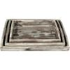 MyGift Rustic Solid Torched Wood Serving Trays, Stylish Decorative Tray Nesting Breakfast, Ottoman, Coffee Table Tray with Handles, 3-Piece Set(Torched Wood)