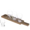 MyGift Rustic Solid Wood Sampler Tray Beer Flight Holder Serving Set with 4 Glasses and Erasable Chalkboard Label (Brown Solid Wood)(Brown Solid Wood)