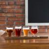 MyGift Rustic Solid Wood Sampler Tray Beer Flight Holder Serving Set with 4 Glasses and Erasable Chalkboard Label (Brown Solid Wood)(Brown Solid Wood)