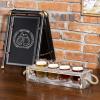 MyGift Rustic Solid Wood Sampler Tray Beer Flight Holder Serving Set with 4 Glasses and Erasable Chalkboard Label (Brown Solid Wood)(Torched)