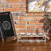 MyGift Rustic Solid Wood Sampler Tray Beer Flight Holder Serving Set with 4 Glasses and Erasable Chalkboard Label (Brown Solid Wood)(Torched)