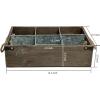 MyGift Rustic Solid Wood and Galvanized Multipurpose Organizer Caddy with 6 Metal Partition Divided Slots and Rope Handles, Vintage Style Wine Bottle Crate Storage Gift Box