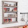 MyGift Rustic Torched Wood Wall Hanging Spice Rack, 4 Tier Seasoning Jar Shelves Pantry Organizer