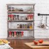 MyGift Rustic Torched Wood Wall Hanging Spice Rack, 4 Tier Seasoning Jar Shelves Pantry Organizer
