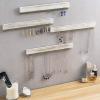 MyGift Rustic Whitewashed Wooden Wall Jewelry Organizer, 4 Piece Wall Hanging Jewelry Organizer for Necklaces, Earrings, Bracelets with Hooks and Hanging Bars