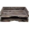 MyGift Set of 2 Torched Wood Stacking Desk Paper Tray, Office Desktop Stackable Document File Folder and Mail Holder Organizer Tray